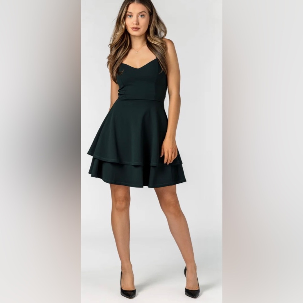 NEW Eclipse Scuba Crepe Double Hem Lace-Up Skater Dress - size small